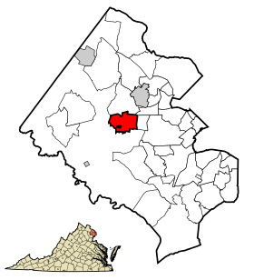 Fairfax County Virginia Incorporated and Unincorporated Areas Fairfax highlighted.svg