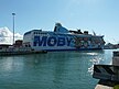 Пассажирский паром (Passenger Ro/Ro Cargo Ship) "Moby Aki". Судно построено в 2005 году. 25/02/2011.