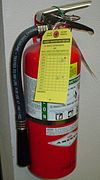 Fire extinguishers are a common requirement in a machine shop, and need to be inspected regularly. Fire extinguisher.jpg