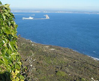 Folly Pier Waterworks seen from the cliff tops. Folly Pier Waterworks, East Weares, Portland, Dorset 4.JPG