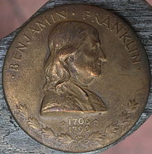 John R. Sinnock's medal of Franklin served as the basis of his obverse for the half dollar. Franklin medal.jpeg