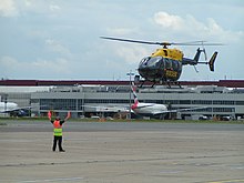 G-MPSC is an EC145 of NPAS London landing at Heathrow Airport for refuelling G-MPSC at Heathrow (8053379660).jpg