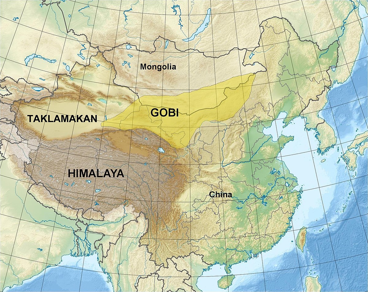 Taklamakan Desert On World Map Gobi Desert   Wikipedia