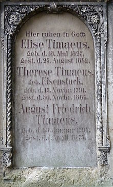 Gravestone of August Friedrich Timaeus on the inner Neustadter cemetery (2nd field, G) in Dresden Grab - August Friedrich Timaeus (Detail).jpg