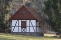 English: Small half-timbered hunting lodge between Schwarz and Rainrod, Grebenau, Vogelsberg, Hesse, Germany.
