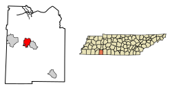 Localização de Savannah em Hardin County, Tennessee