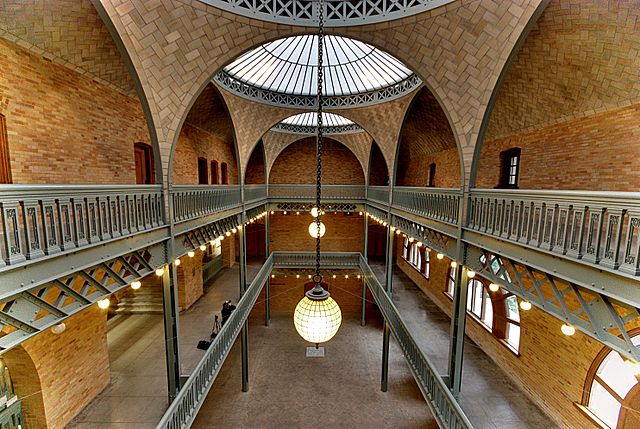 The interior of the Hearst Mining Building, dedicated by Phoebe Hearst in honor of her late husband, George.