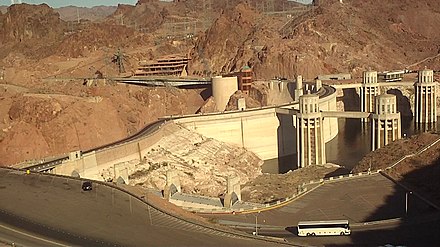 Hoover Dam seen from the southern (Arizona) side