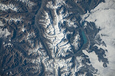 a view of Lauterbrunnen mountains from space (photo), Bernese Alps.