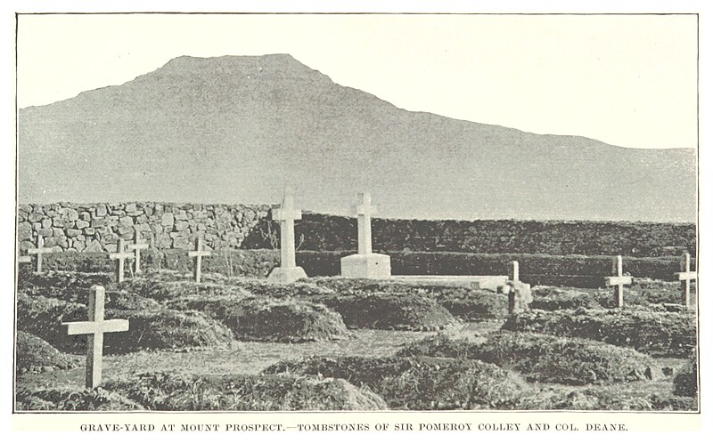 File:IY188 pg034 GRAVE YARD AT MOUNT PROSPECT. TOMBSTONES OF SIR POMEROY COLLEY AND COL. DEANE.jpg