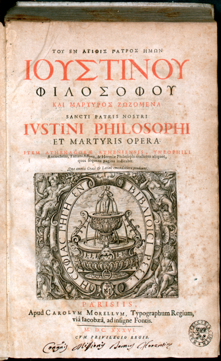 Iustini Philosophi et martyris Opera (1636)