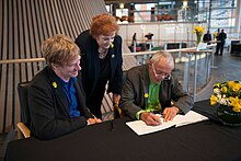 From left to right: Ivan Harbour, Rosemary Butler (Presiding Officer of the National Assembly for Wales) and Richard Rogers at the Senedd in March 2016 Ivan Harbour, Rosemary Butler and Richard Rogers at the Senedd.jpg