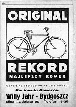 Advert. for Bike Firm at Nakielska 89, ca. 1936