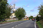 Čeština: Dominanta vesnice – vodojem – u Budějovické ulice na jihu Horních Jirčan, části obce Jesenice English: Water tower and road No 603 in Horní Jirčany, part of Jesenice village, Czech Republic