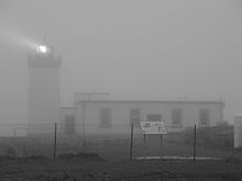 On foggy or overcast nights, goldcrests and other disorientated migrants can be attracted to lighthouses in large numbers. John o'Groats lighthouse fog 1.jpeg