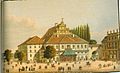 Das alte Königliche Hoftheater in Stuttgart Stich von Ernst Friedrich Grünewald und William John Cooke nach einer Zeichnung von Friedrich Keller um 1840 Landesbildstelle Stuttgart