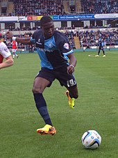 Hause playing for Wycombe Wanderers in 2014 Kortney Hause 2014-02-06 17-58.jpg