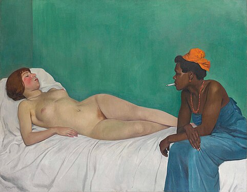 Painting La Blanche et la Noire, by Félix Vallotton, 1913.