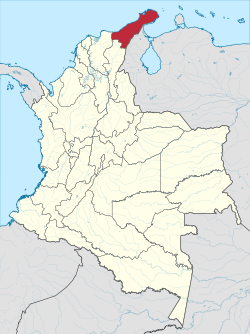 La Guajira shown in red