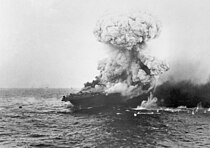 Large explosion aboard USS Lexington (CV-2), 8 May 1942 (80-G-16651).jpg