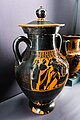 Late archaic Attic black figure belly-amphora - ABV extra - hoplites fighting and men - Dionysos between satyrs - Wien KHM AS IV 3597 - 01