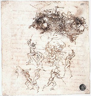 Leonardo da vinci, Study of battles on horseback and on foot.jpg