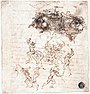 Leonardo da Vinci, Etude des batailles à cheval et à foot.jpg