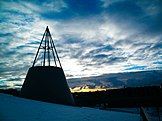 Cone of the TU Delft Library during winter