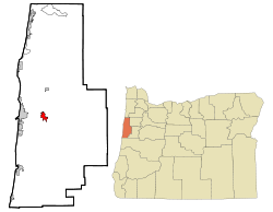 Lincoln County Oregon Incorporated and Unincorporated areas Toledo Highlighted.svg