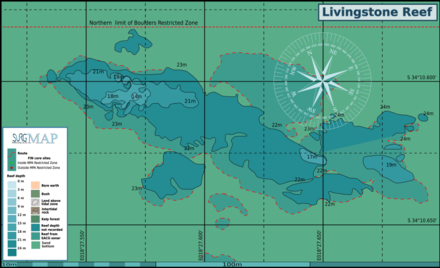 Map of the dive site at Livingstone Reef