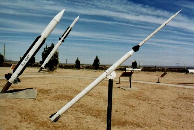 A Loki-Dart (foreground) on display at the White Sands Missile Range rocket garden