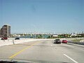MacArthur Causeway eastbound from Miami to Miami Beach (in far background).