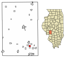Benld okulunun Macoupin County, Illinois şehrindeki konumu.