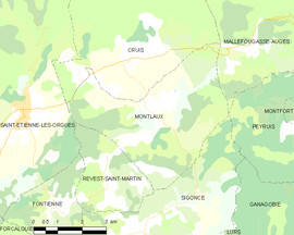 Mapa obce Montlaux