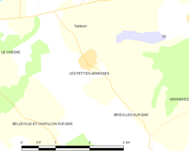 Mapa obce Les Petites-Armoises