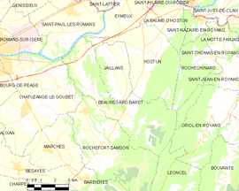 Mapa obce Beauregard-Baret