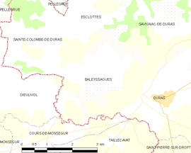 Mapa obce Baleyssagues