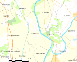 Mapa obce Monheurt