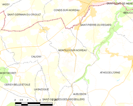 Mapa obce Montilly-sur-Noireau