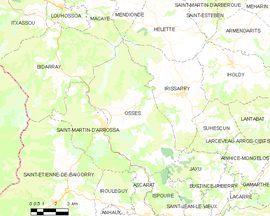 Mapa obce Ossès