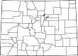 Harta statului Colorado indicând comitatul Bloomfield