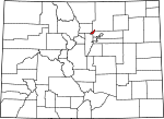 Map of Colorado highlighting Broomfield County.svg