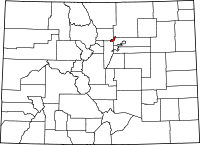 Map of Kolorado highlighting Broomfield County