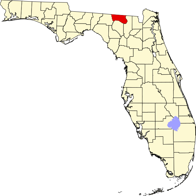 Map of Florida highlighting Hamilton County