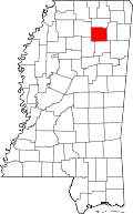 ポントトク郡の位置を示したミシシッピ州の地図