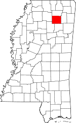 Map of Mississippi highlighting Pontotoc County