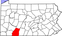 Map of Pensilvanija highlighting Somerset County