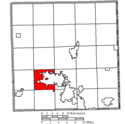Location of Warren Township in Trumbull County