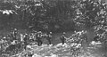 US Marines cross a creek on the Dragons Peninsula in July, 1943.