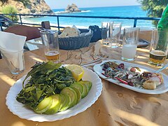Mediterranean food in an Ikarian restaurant.jpg